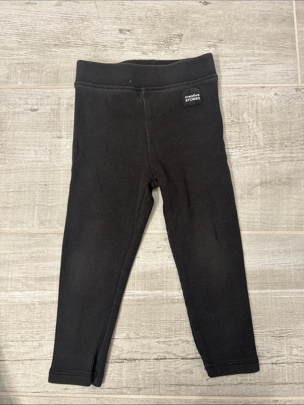 Zara Black Ribbed Kids Leggings